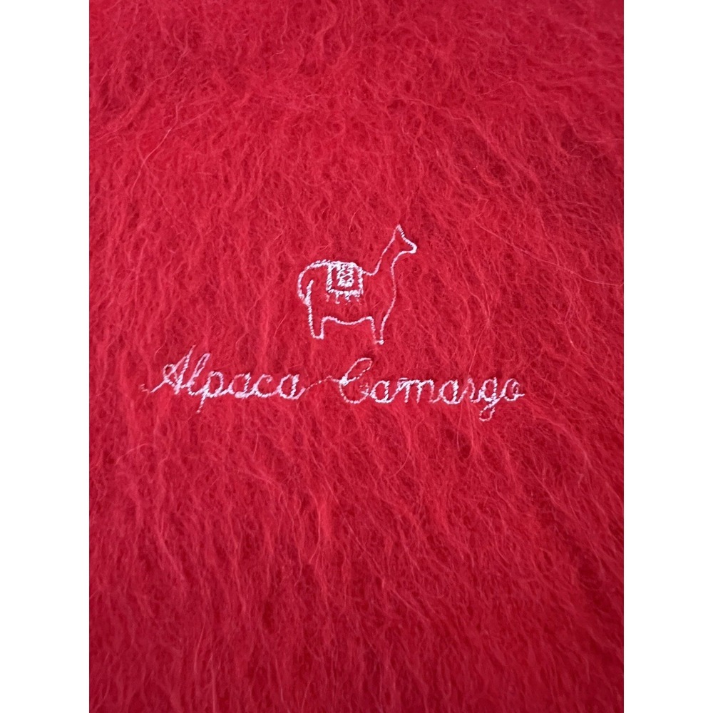 Alpaca Camargo Red Alpaca Wool Blend Scarf Embroidered Made in Peru Fringe  Soft